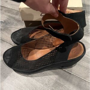Clark’s  Artisian leather open toe wedges